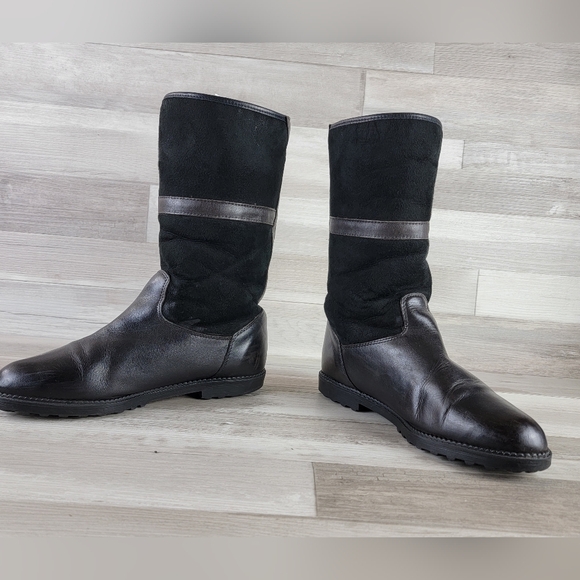 Vintage Blondo Suede, Leather Black, Dark Brown Mid Calf Boots Women's 8B - Picture 6 of 16